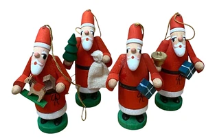 Antique Ruprecht Santa Wooden German Ornament Santa Wooden German 4 Ornament - Picture 1 of 7