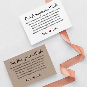 Personalised Wedding Honeymoon Gift Money Poem Cards - A7 Honeymoon Wish Inserts - Picture 1 of 16