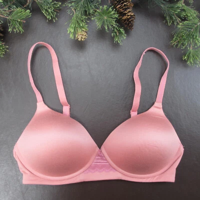 Hanes Bra Size M Pink Padded Wireless Adjustable Straps Clasp Back - Image 1 of 4