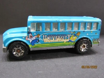 AUTOBÚS ESCOLAR DE BÉISBOL UNIVERSITARIO BOB ESPONJA AZUL CAJA DE CERILLAS 1/64 DIECAST Foto 1 de 4