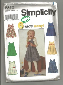 Simplicity Pattern 8812 Child's Dress - 6 Made Easy! Size 3-8 New UNCUT - Picture 1 of 2