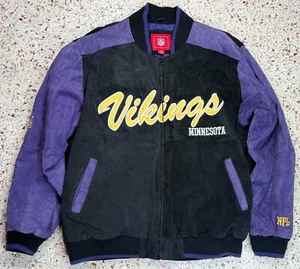 NFL G-III Vtg NFL Minnesota Vikings Embroidered Leather Varsity Jacket Size XL - Picture 1 of 10