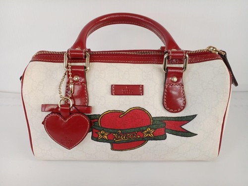 Borsa Piccola Gucci Boston Collezione Cuore Tatuaggio Bianco UNICEF Autentica