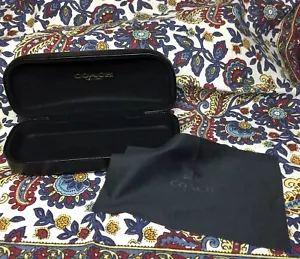 Coach Authentic Hard Eyeglass Case Medium Size in Black Synth.Leather Clam Shell - Picture 1 of 7