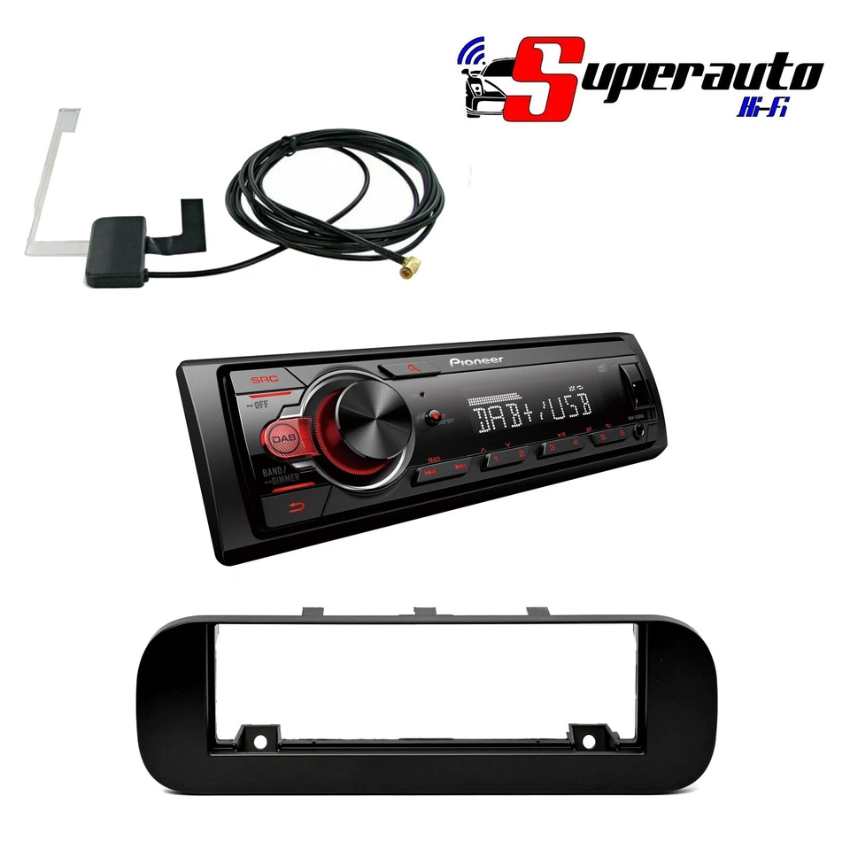 PIONEER MVH 130 DAB AUTORADIO Fit Panda 3 Serie Nero Lucido DAB+ USB MP3 ANTENNA - Immagine 1 di 1