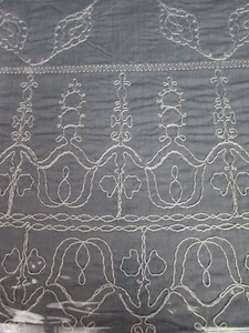 Nicole Miller CHAMBRAY Denim Blue White Embroidered Floral Duvet Set - Queen - Picture 1 of 12