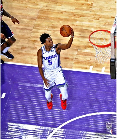 De'Aaron Fox Sacramento Kings Unsigned Layup Photograph Cover