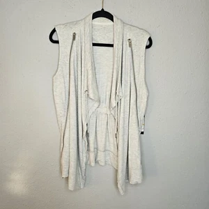 Donna Karan Active Open Cardigan Jacket Womens Small Vest Zippers Logo Gray - Picture 1 of 14