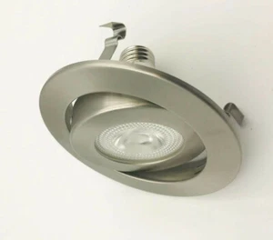 PACK DE 6, 4" LATA EMPOTRADA LUZ CARDÁN AJUSTABLE ADORNO PARA BOMBILLA PAR20 NÍQUEL SATINADO - Imagen 1 de 4