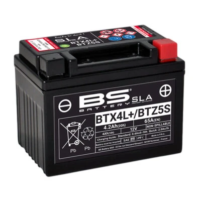 BATTERIA BS BATTERY SLA BTX4L+BTZ5S PIAGGIO 50 ZIP 2T 2000-2004 - Immagine 1 di 3