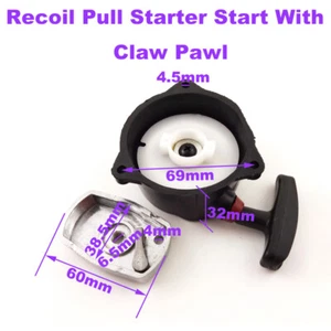 Black Recoil Start Pull Starter With Claw Pawl For Tanaka Paverunner Bladez Moby - Imagen 1 de 7