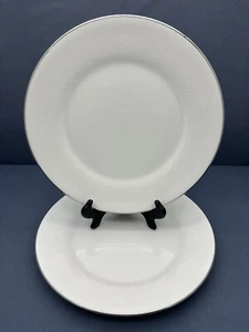 Wedgwood SILVER ERMINE Contour Shape 10 7/8" DINNER PLATES Bone China SET OF 2 - Picture 1 of 10