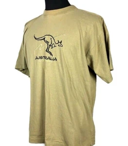 Oz Australian Design Embroidered Kangaroo Men beige Short Sleeve T Shirt Sz.XXL - Picture 1 of 10