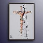 JESUS Cross 40", Christian gift idea, christ oil painting, thick texture