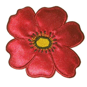 Iron On Patch Applique - Large Flower in Claret or Orange various pack sizes - Picture 1 of 2