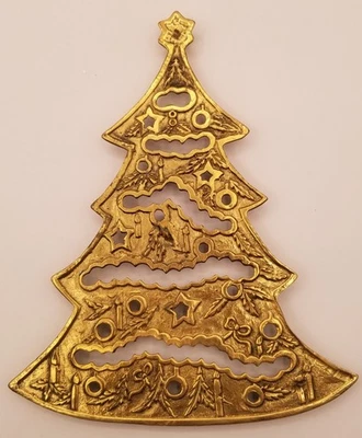 Винтажная латунная рождественская елка на колесиках фермерский дом кухня Hollywood Regency - Изображение 1 из 4