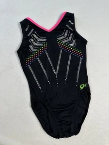 GK ELITE gymnastics Leotard VIBRANT CHEVRON Bling NEON DOTS Rainbow Tank SIZE AS - Picture 1 of 7