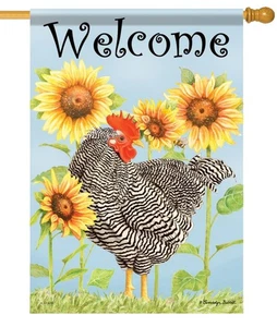 Chickens and Sunflowers House Flag - Picture 1 of 1