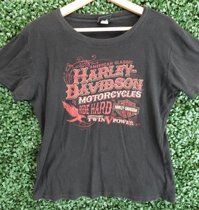 Camiseta Harley Davidson Motorcycles Ride Hard Gráfico Negra 2015 Para Mujer Talla XL - Imagen 1 de 7