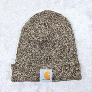 Carhartt Beanie Hat Mens Brown Cuffed Knit Workwear Winter Warm OSFA Acrylic - Picture 1 of 5