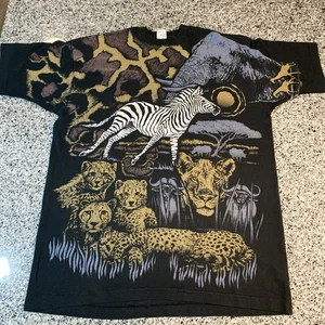 Vtg 90s All Over Print Animal Shirt Mens Size XXL safari africa - Picture 1 of 11