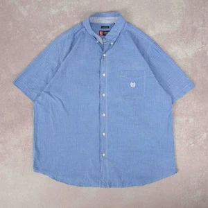 Chaps Vintage Checked Short Sleeve Shirt 2XL Men's Blue Collared - Picture 1 of 6
