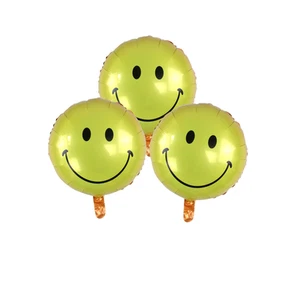Smiley Face Foil Balloon Set – 3 Pack Yellow Mylar Balloons Party Decorations - Picture 1 of 1