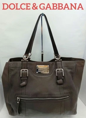 DOLCE&GABBANA Shoulder Hand Bag Dark Brown Leather Small Purse Vintage Authentic - image 1 of 4