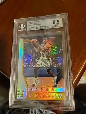 1996-97 年 Bowman's Best Refractors Allen Iverson RC BGS 8.5 #R1 分级! 76ers  — 第 1/3 张图片