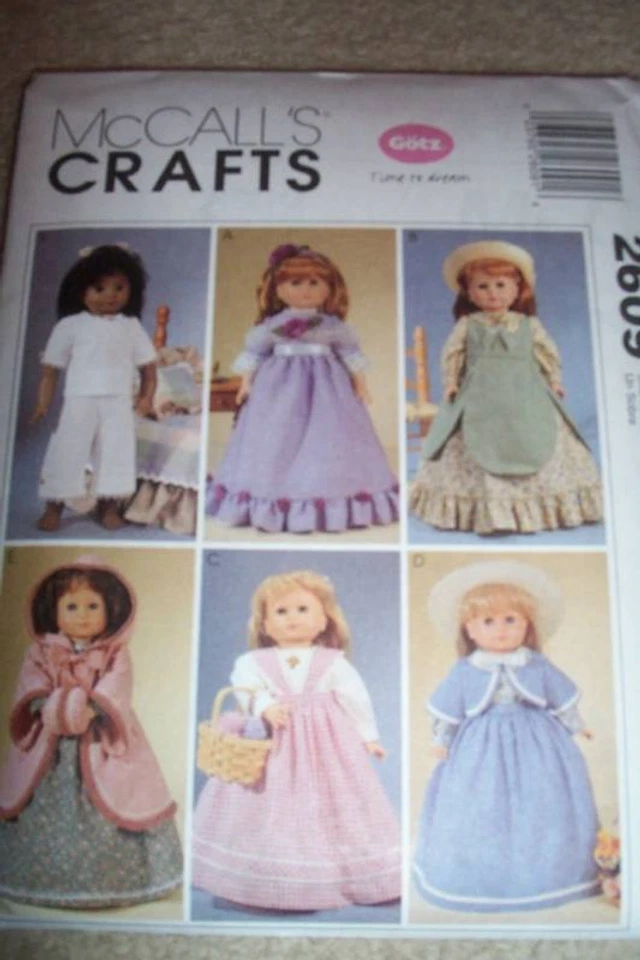MCCALLS 18” GOTZ HISTORICAL DOLL CLOTHES PATTERN 2609 FROM 2007 DRESS SHAWL COAT - Image 1 of 1
