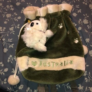 I Love Australia Koala Bear backpack / bag. 9"wide 12"tall Gray & White - Picture 1 of 6