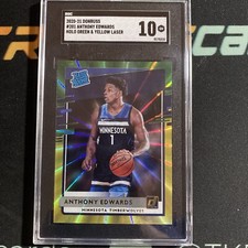 2020-21 Donruss Anthony Edwards Holo Green And Yellow Laser Rated Rookie SGC 10