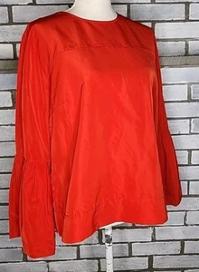 NWT Free Assembly Womens Size Large Long Bell Sleeves Blouse Top Red New - Picture 1 of 12