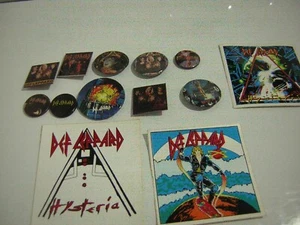 DEF LEPPARD BUTTON LOT OF 10 W/3 VINTAGE 1987 HYSTERIA STICKERS 13 ITEMS TOTAL - Picture 1 of 11