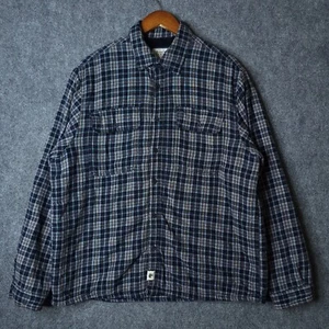 Boston Traders Shirt Jacket Mens XL Blue Plaid Sherpa Lined Double Pocket Coat - Picture 1 of 9