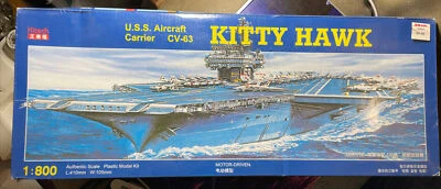 KITECH CV-63 KITTY HAWK US NAVY AIRCRAFT CARRIER 1:800 SCALE MODEL KIT (NEW) - Image 1 of 4