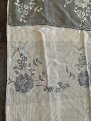 Fabric Shower Curtain Layered Embroidered Floral Textured Gray off white - Image 1 of 4