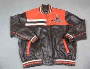 Cleveland Browns Jacket Mens Large Brown Orange Spell Out Logo NFL Football - Picture 1 of 15