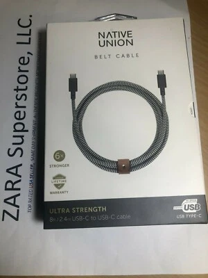 Native Union - 8ft / 2.4m  USB-C to USB-C Cable (Ultra Strength) - Zebra - Image 1 of 4