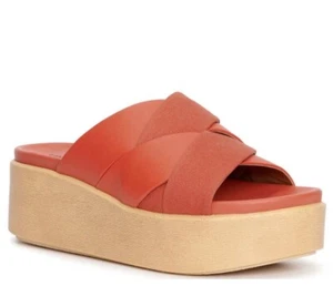 NWOB Lucky Brand Dikona Platform Slide Sandals in Orange Size 8 - Picture 1 of 15