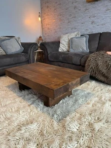 Rustic handmade solid wood sleeper coffee table Xtra Large - Picture 1 of 7