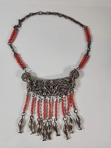 Native American King Salmon NECKLACE Dangling King Salmon Spawn Run - Picture 1 of 19