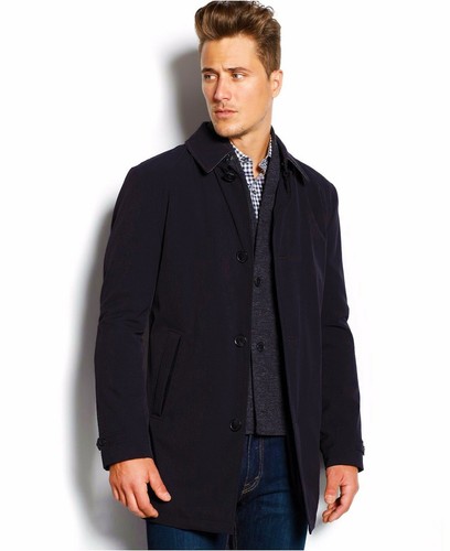 NUOVO MICHAEL KORS uomo nero foderato pioggia vento cappotto lungo giacca 42 54 $350