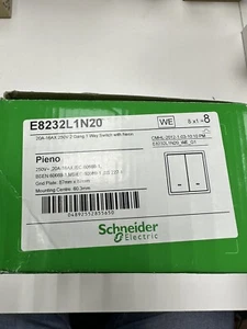 SCHNEIDER E8232L1N20 20A-16AX 250V 2 Gang 1 Way Switch Neon WE (LOT OF 8 PCS) - Picture 1 of 7