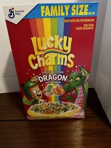 Limited Edition General Mills Lucky Charms Cereal Dragon Marshmallows FamilySize - Picture 1 of 8