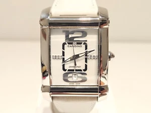 RETRO RECTANGLE LUXURY SWISS MEN'S LADIES ST.STEEL QUARTZ WATCH "CANDINO"DIAMOND - Picture 1 of 11