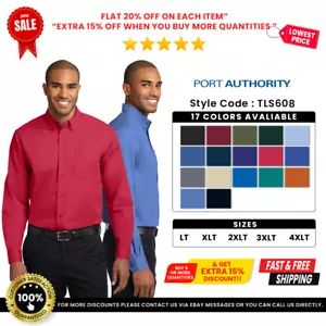 Port Authority TLS608 Men's Comfortable Tall Long Sleeve Easy Care Dress Shirt - Picture 1 of 84