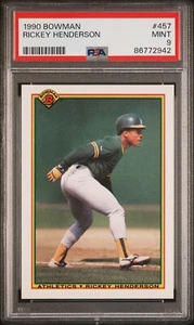 1990 Bowman Rickey Henderson #457 PSA 9 - MINT - Imagen 1 de 2