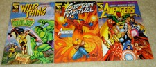 3 1999 Wizard Exclusive #0 Comics- Avengers, Captain Marvel, & MC2 Wild Thing!