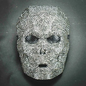 Full Face Skull Rhinestones Halloween Costume Masquerade Mask [Silver] - Picture 1 of 1